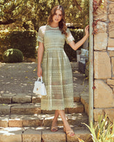 Robe mi-longue en dentelle au crochet « You Are Invite » - Sauge